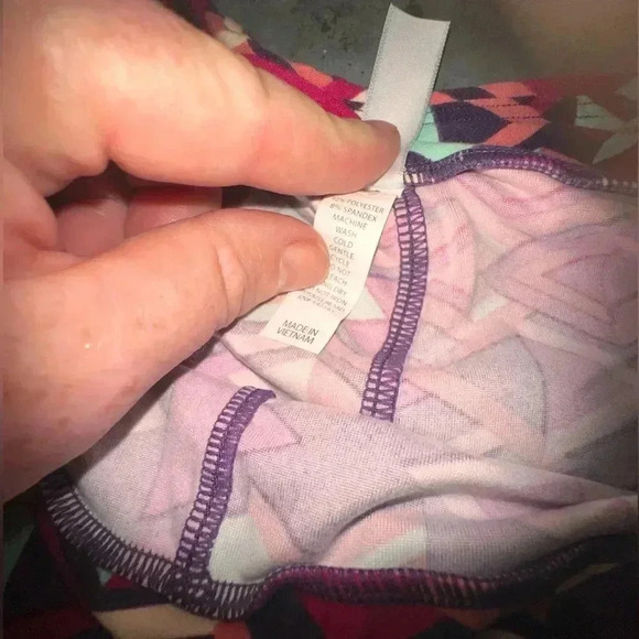 Lularoe TC2 purple& pink geometric leggings. OG designer Patrick quality &fit. - Picture 4 of 6